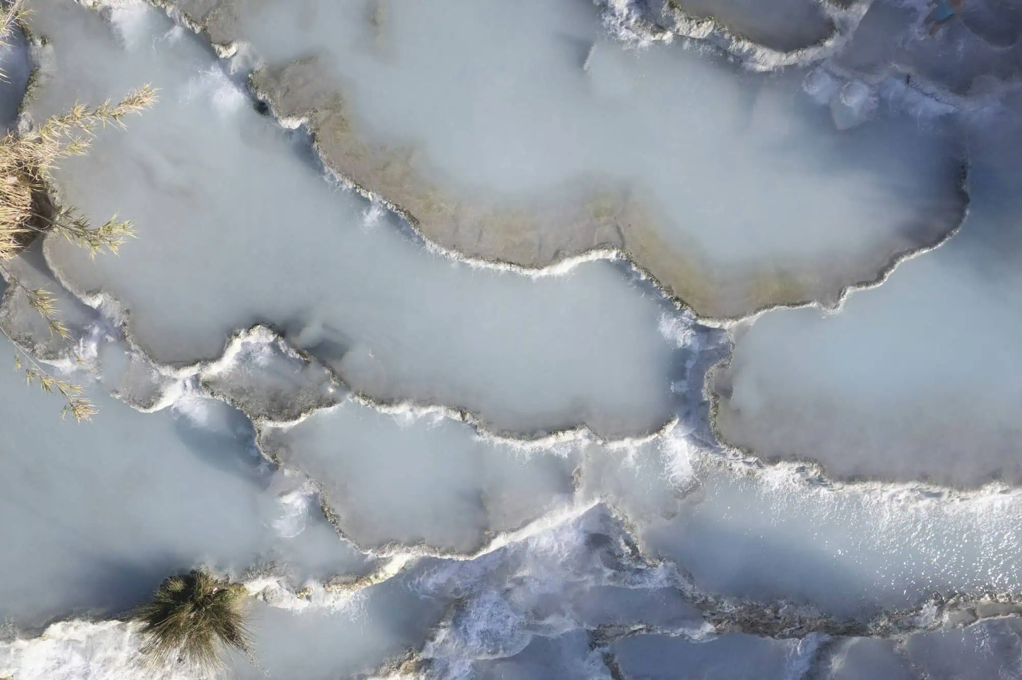 Aerial view of the free thermal baths of Saturnia Italy